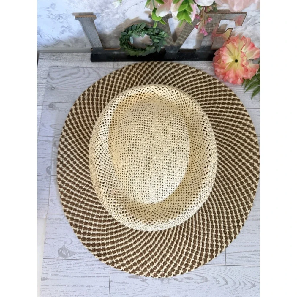 Ahead Fine Hats Headgear Unisex Two Tone Straw Golf Hat Fedora S/M Vintage Retro